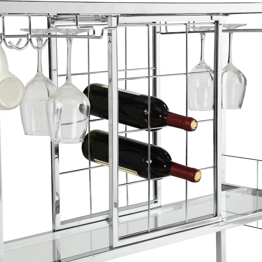 3-Tier Cart with Glass Holder and Wine Rack for Home_10