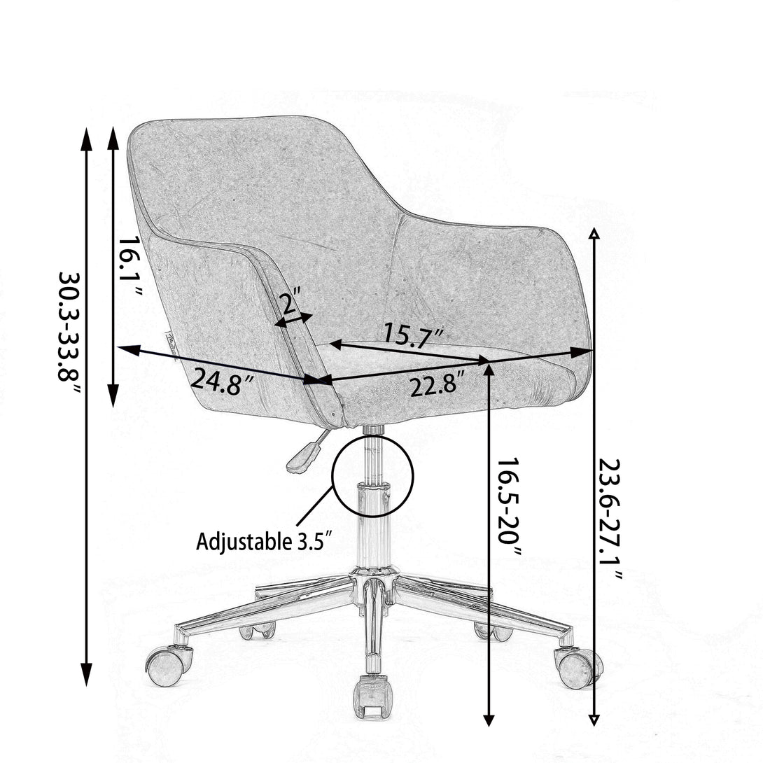 360° Revolving Modern Design Velvet Home and Office Chair with Metal Legs- Yellow_7