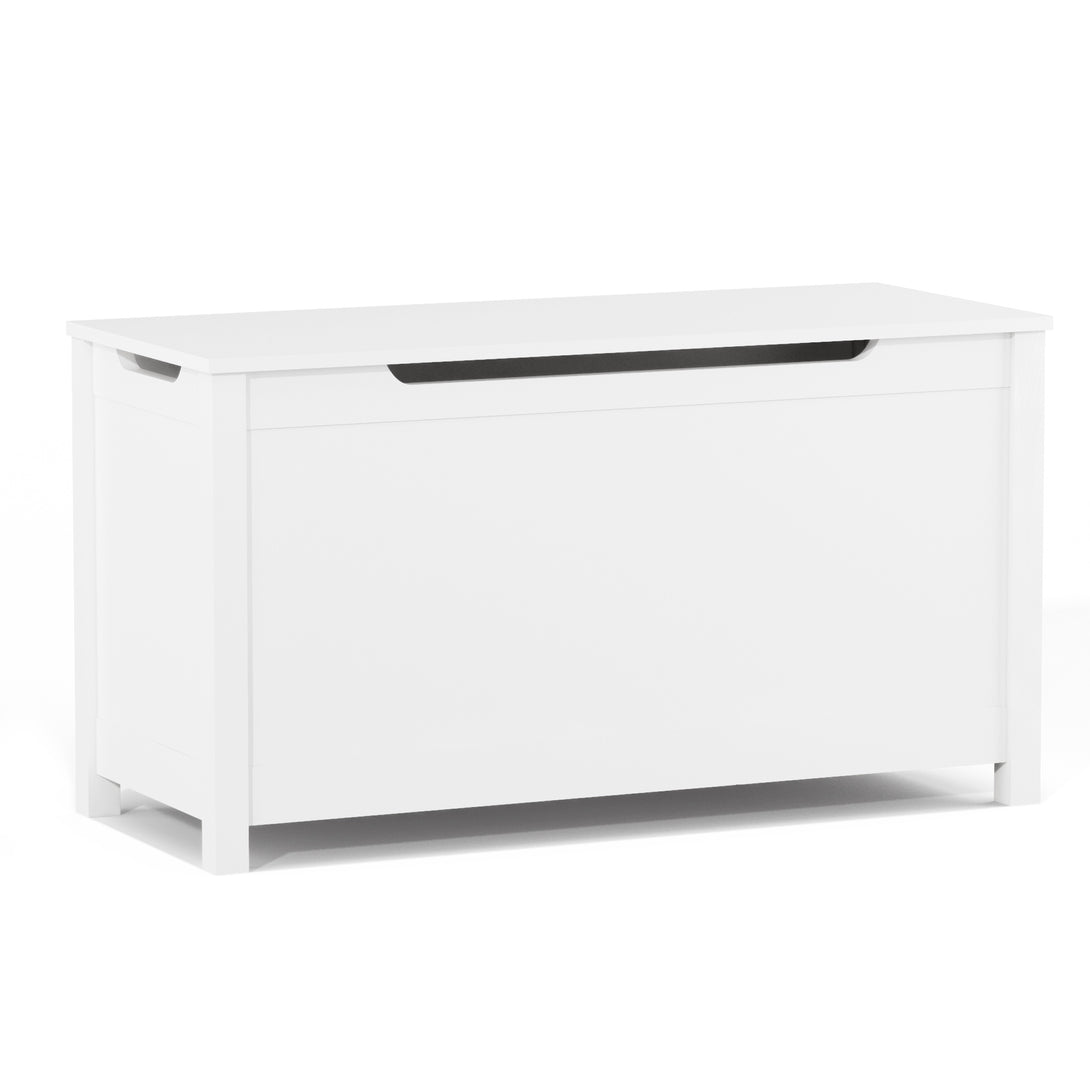 Kids Wooden Toy Box Storage with Safety Hinged Lid for Ages 3+ -White_9