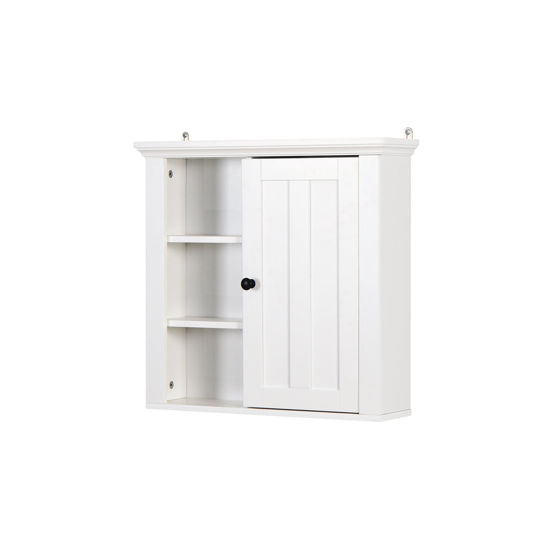 Modern Designed Wooden Bathroom Wall Mounted Cabinet with Door- White_10