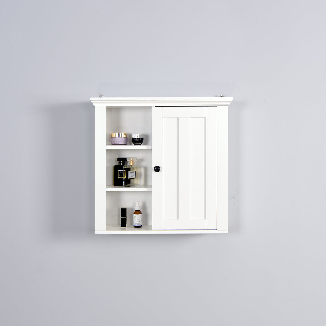 Modern Designed Wooden Bathroom Wall Mounted Cabinet with Door- White_8