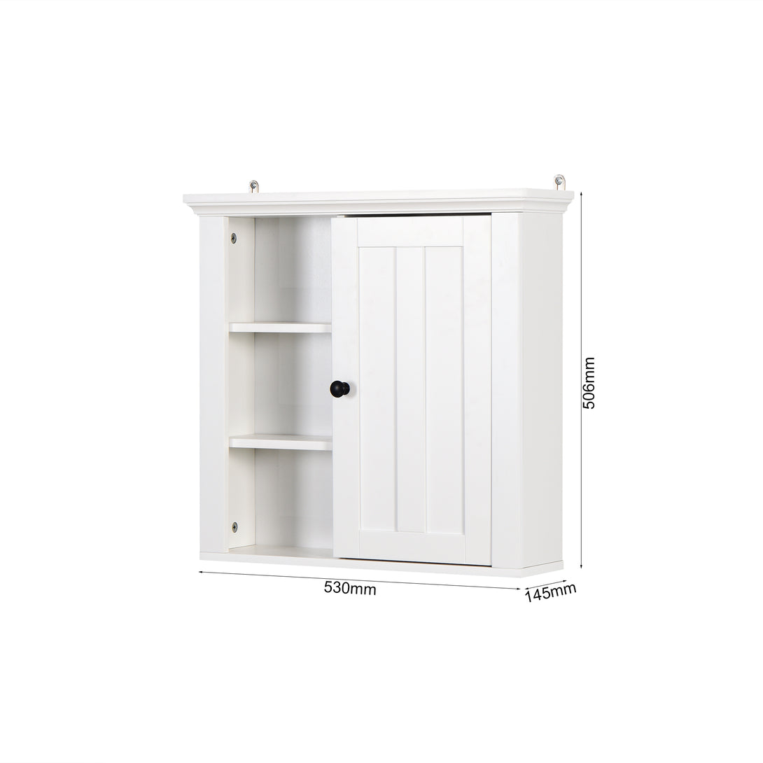 Modern Designed Wooden Bathroom Wall Mounted Cabinet with Door- White_12