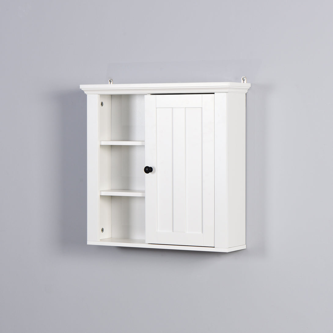 Modern Designed Wooden Bathroom Wall Mounted Cabinet with Door- White_2