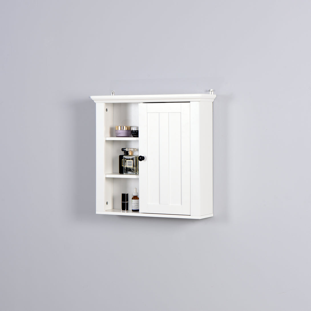 Modern Designed Wooden Bathroom Wall Mounted Cabinet with Door- White_9