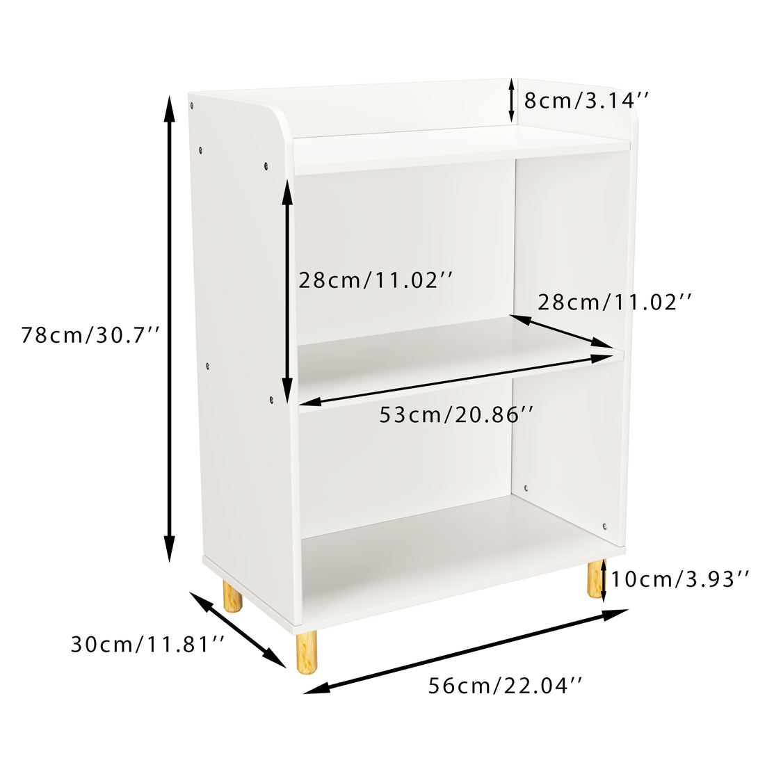 3-Tier Kid’s Bookcase Book Display Shelf and Cabinet Organizer- White_17