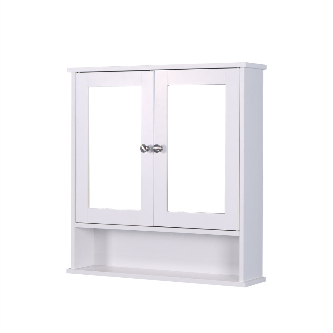 Wall Mounted Bathroom Cabinet with 2 Mirror Doors and Adjustable Shelf- White_6