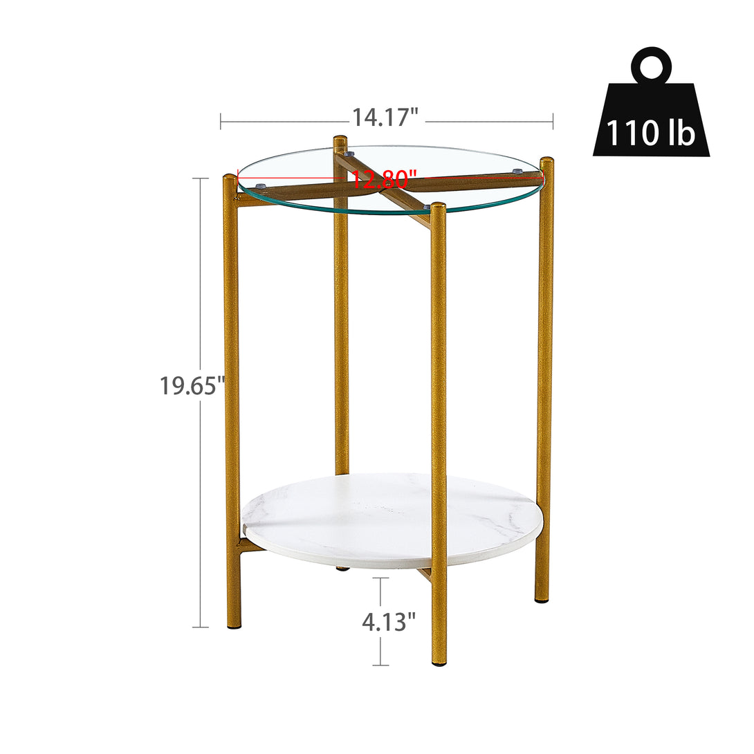 2 Layered Indoor and Outdoor Metal Coffee Table for Home and Office- Transparent, Wooden_11