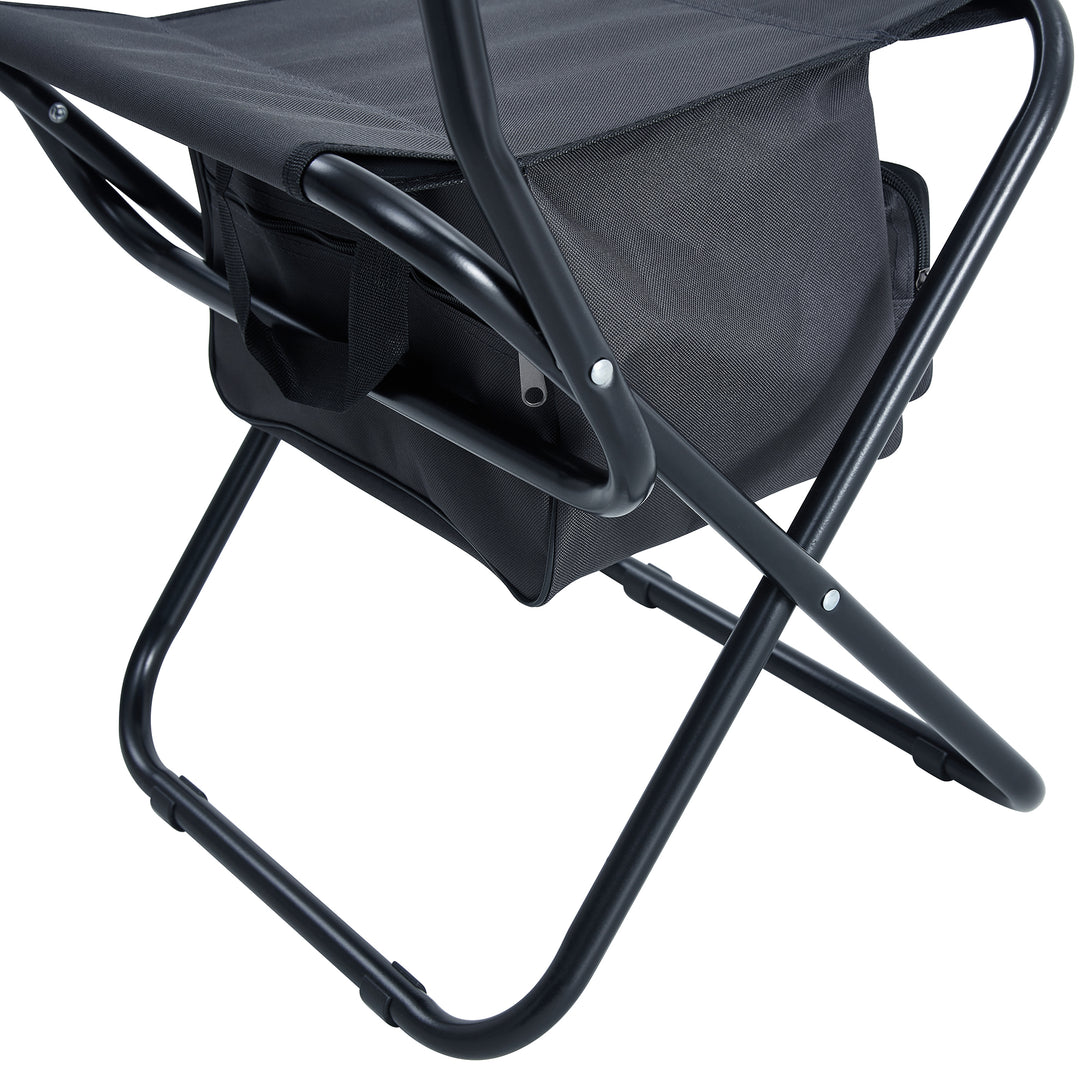 2 Pcs/Set Portable Folding Outdoor Camping Chair with Storage Bag- Grey_12