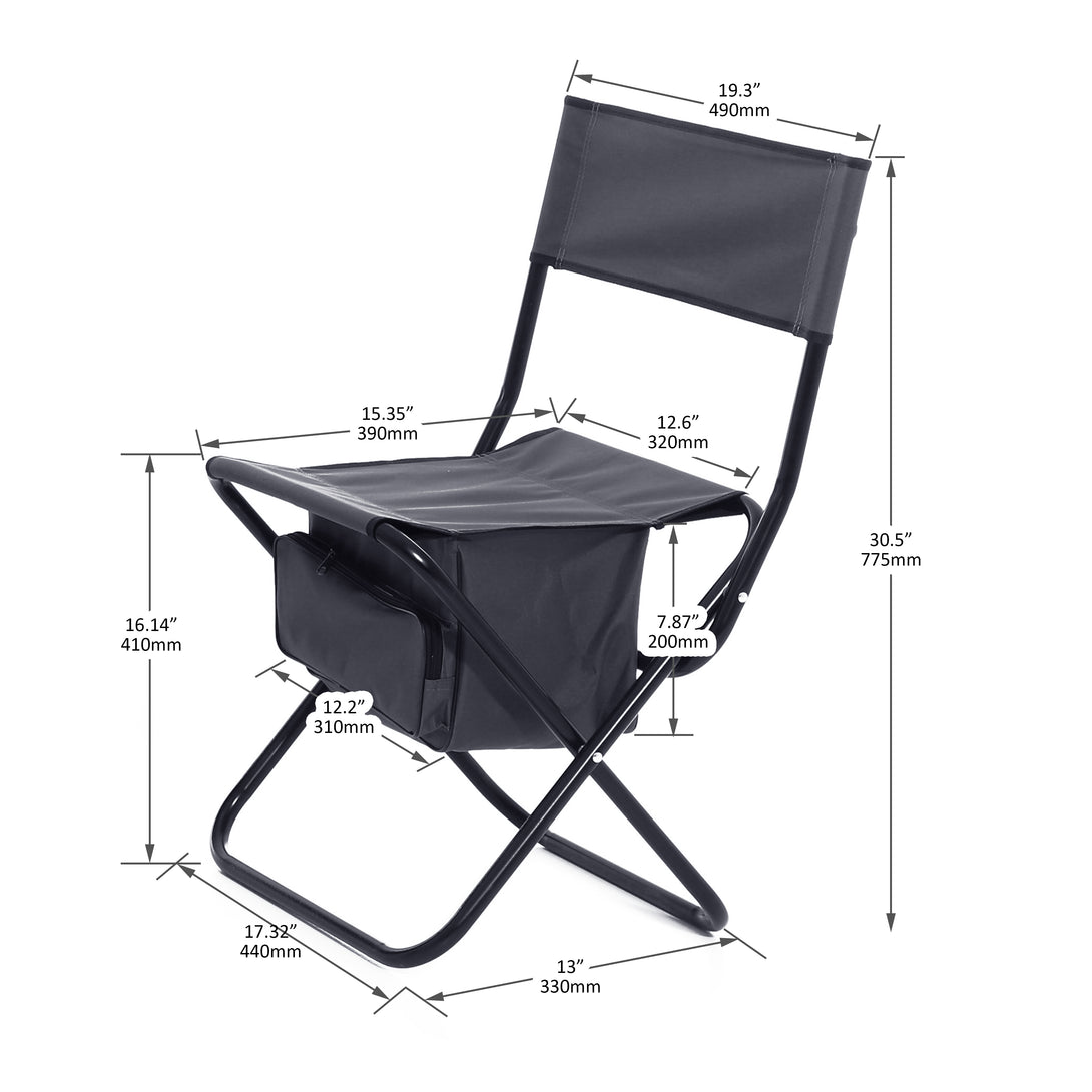 2 Pcs/Set Portable Folding Outdoor Camping Chair with Storage Bag- Grey_5