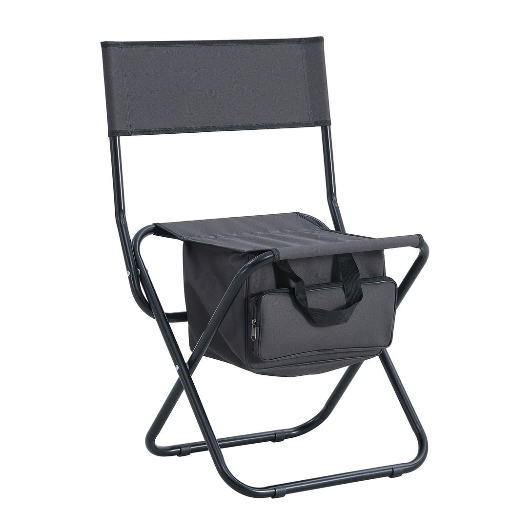 2 Pcs/Set Portable Folding Outdoor Camping Chair with Storage Bag- Grey_8