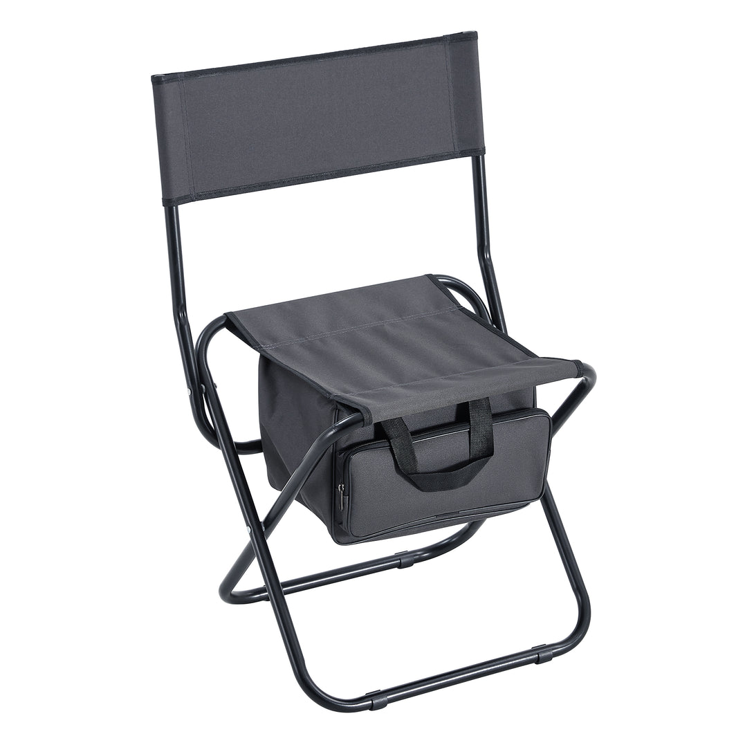 2 Pcs/Set Portable Folding Outdoor Camping Chair with Storage Bag- Grey_7