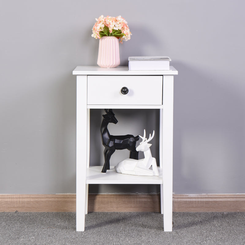 Floor Standing Mini Storage Table with Drawer for Room and Bathroom- White_3