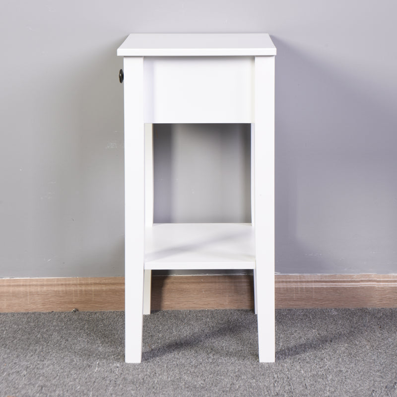 Floor Standing Mini Storage Table with Drawer for Room and Bathroom- White_4