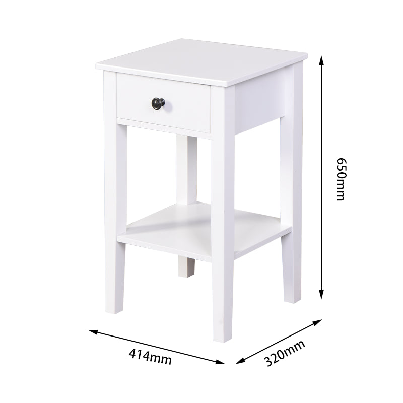 Floor Standing Mini Storage Table with Drawer for Room and Bathroom- White_10