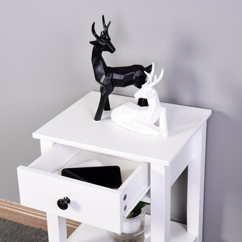 Floor Standing Mini Storage Table with Drawer for Room and Bathroom- White_7