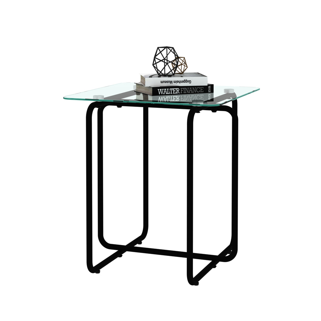 Modern Tempered Glass Coffee Table End and Bed Side Table- Transparent_1