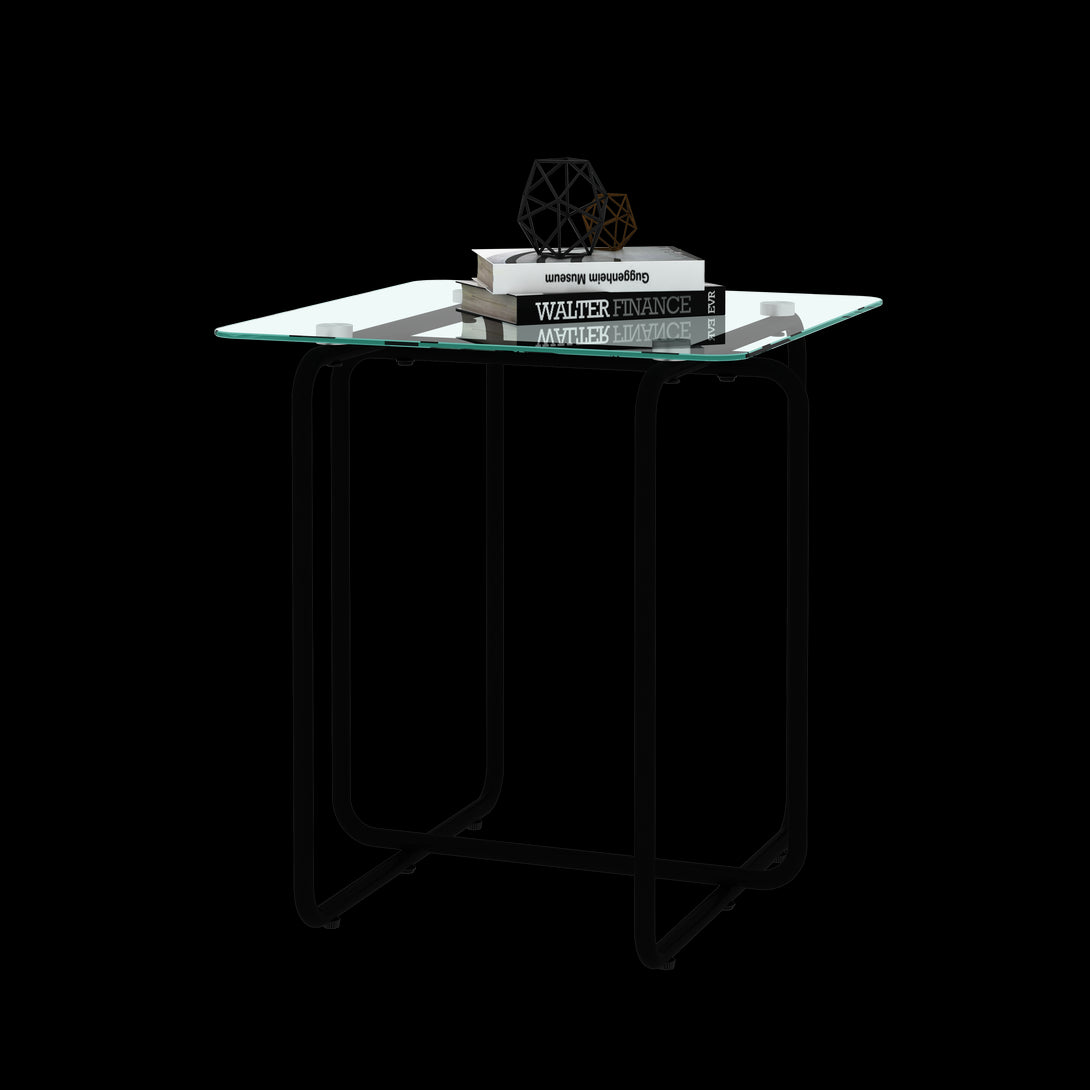 Modern Tempered Glass Coffee Table End and Bed Side Table- Transparent_18