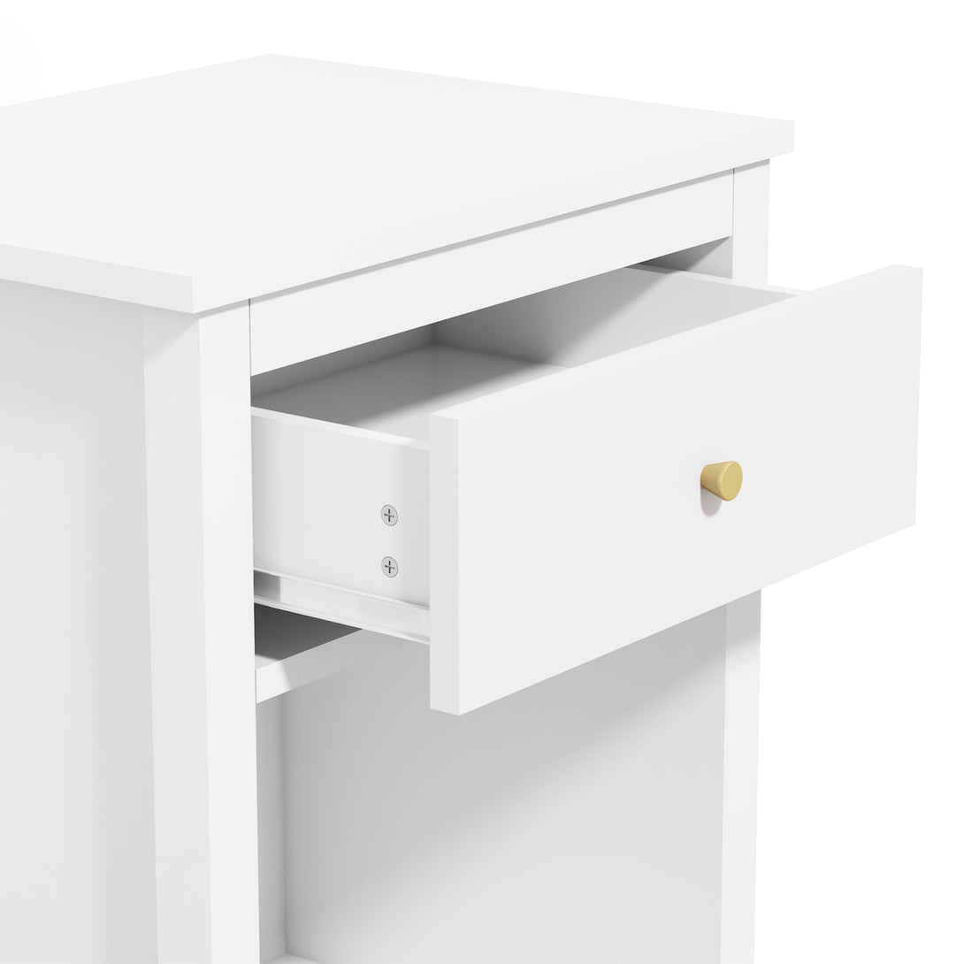 Wooden Nightstand with One Drawer and Open Shelf for Bedroom- White_9