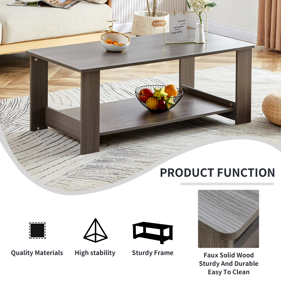 Textured Living Room Center Coffee Table for Home and Office with Storage- Gray_7