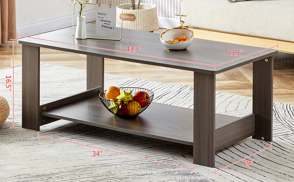 Textured Living Room Center Coffee Table for Home and Office with Storage- Gray_12