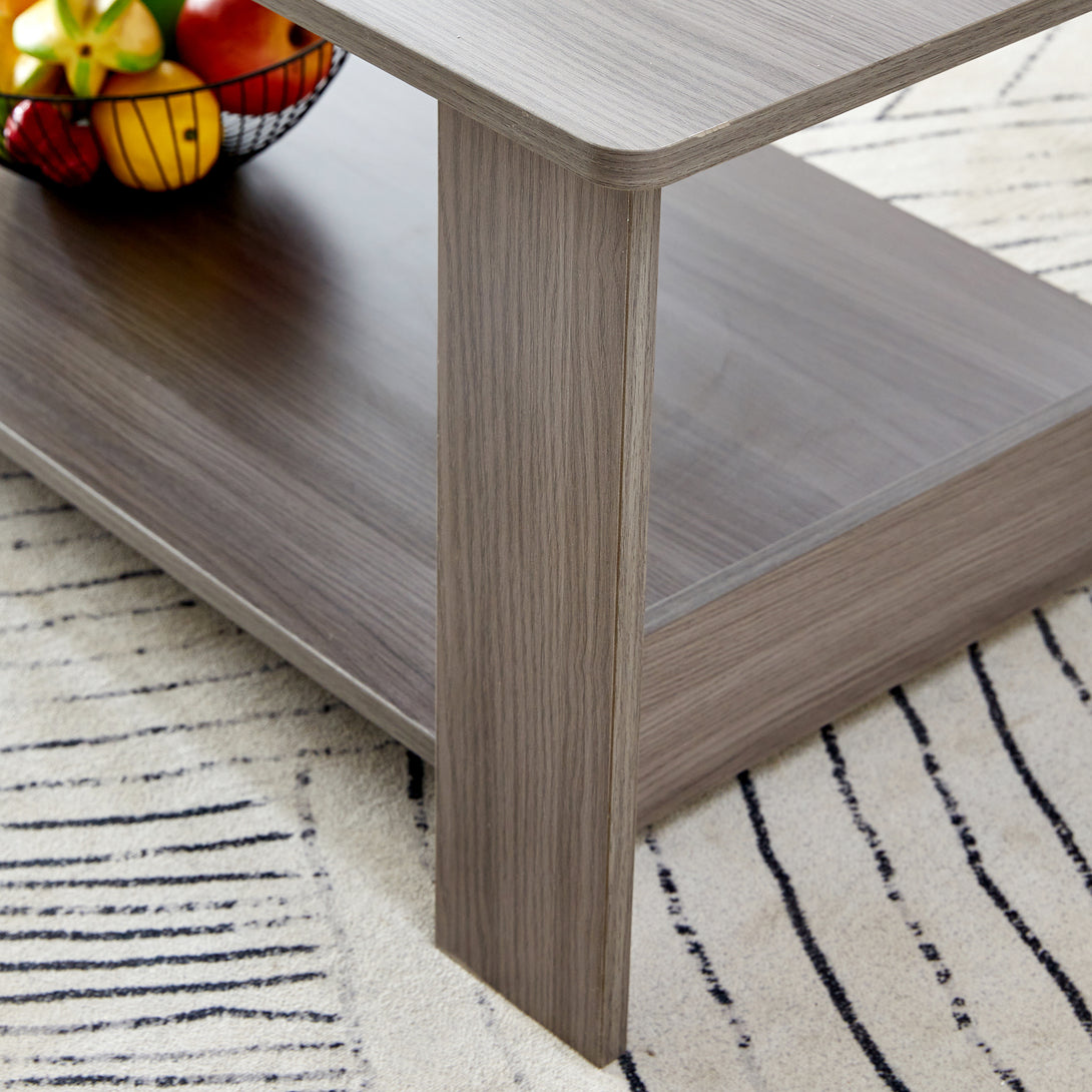 Textured Living Room Center Coffee Table for Home and Office with Storage- Gray_10