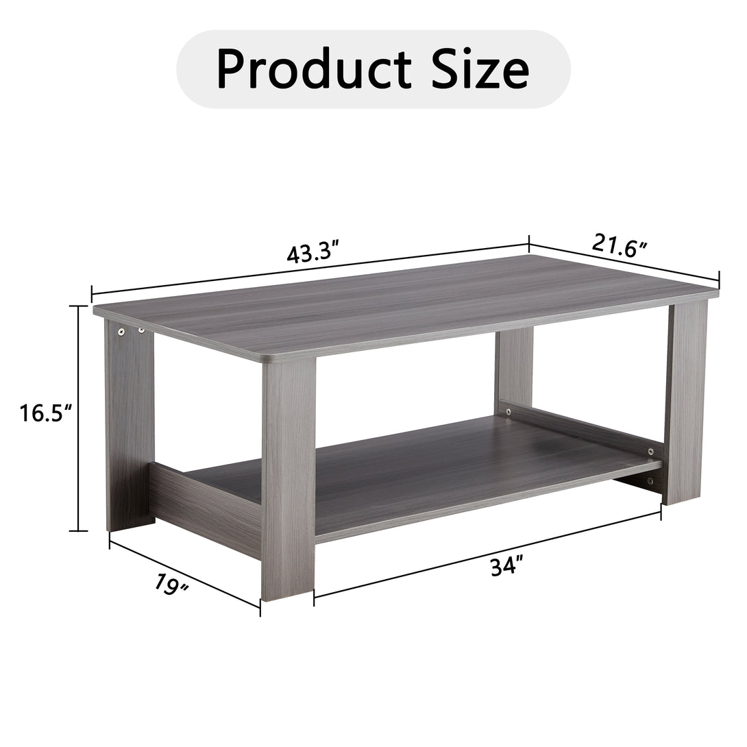 Textured Living Room Center Coffee Table for Home and Office with Storage- Gray_5