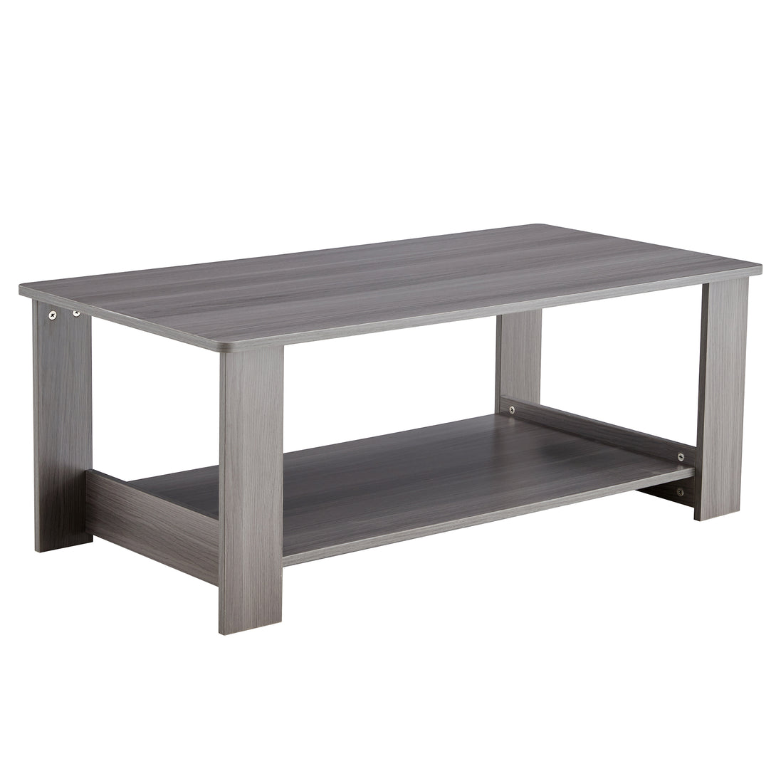 Textured Living Room Center Coffee Table for Home and Office with Storage- Gray_20