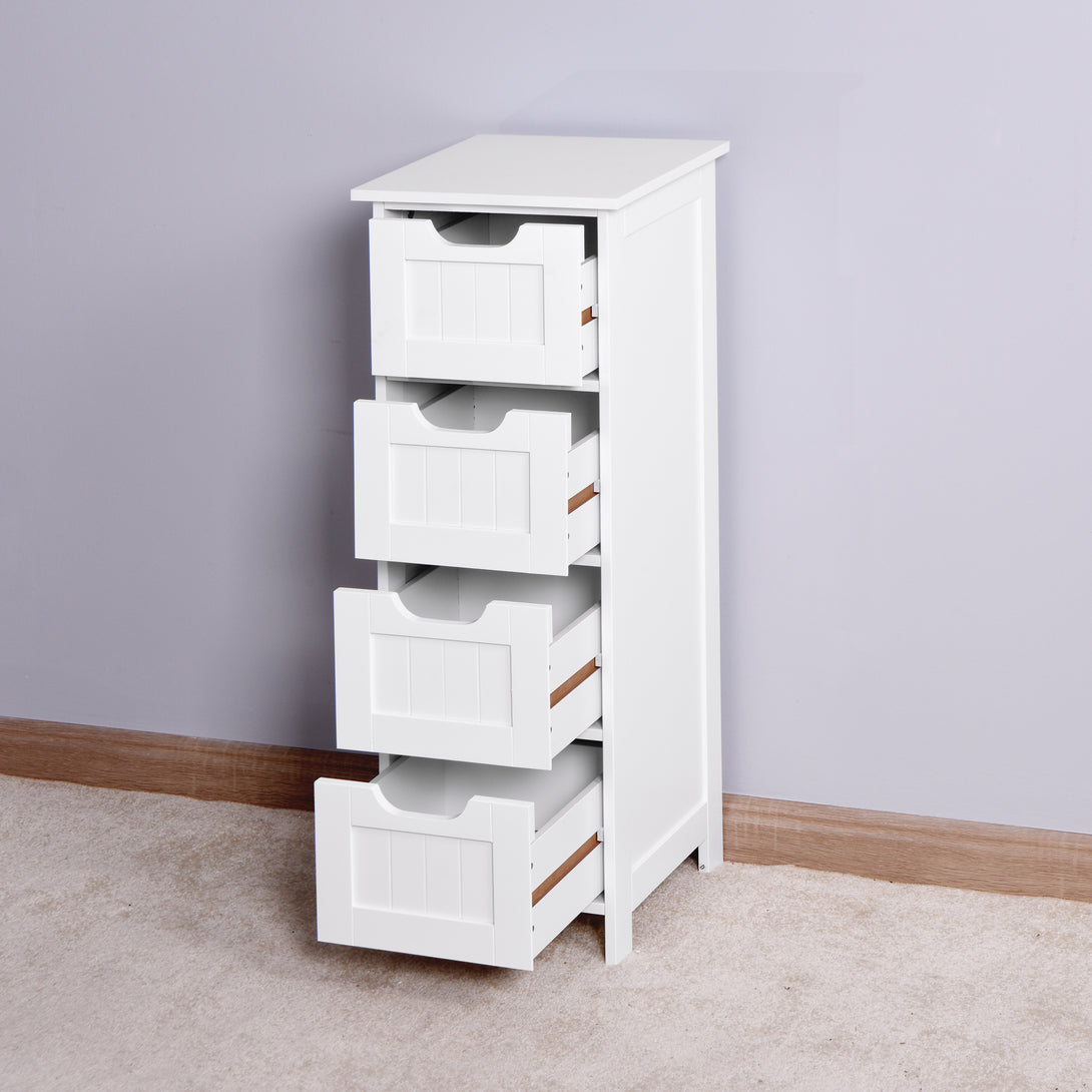 4 Drawers Free Standing Storage Cabinet for Bedroom and Bathroom- White_10