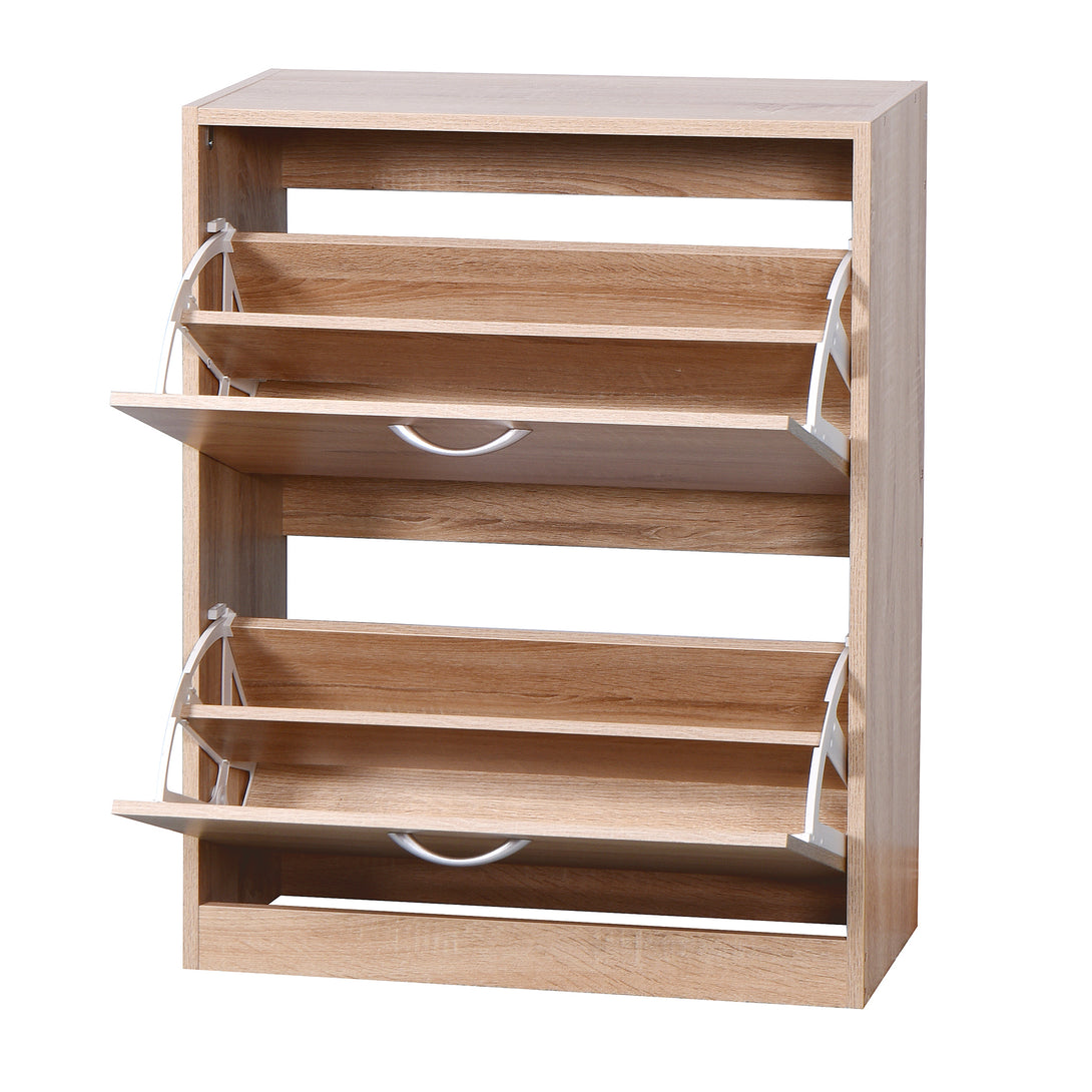 Entryway Wooden Shoe Storage and Cabinet with 2 Flip Doors- Natural_1