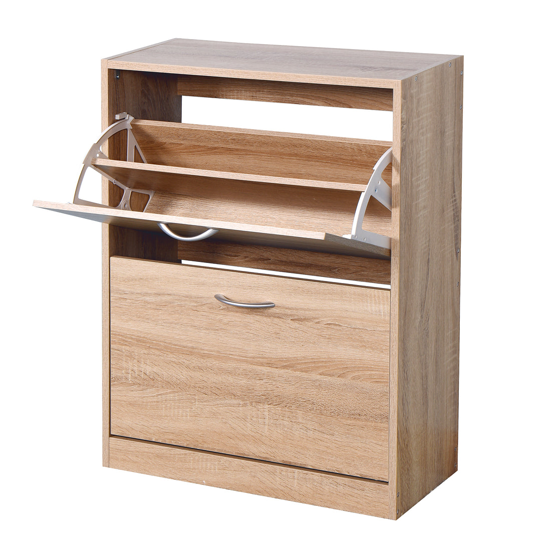 Entryway Wooden Shoe Storage and Cabinet with 2 Flip Doors- Natural_6