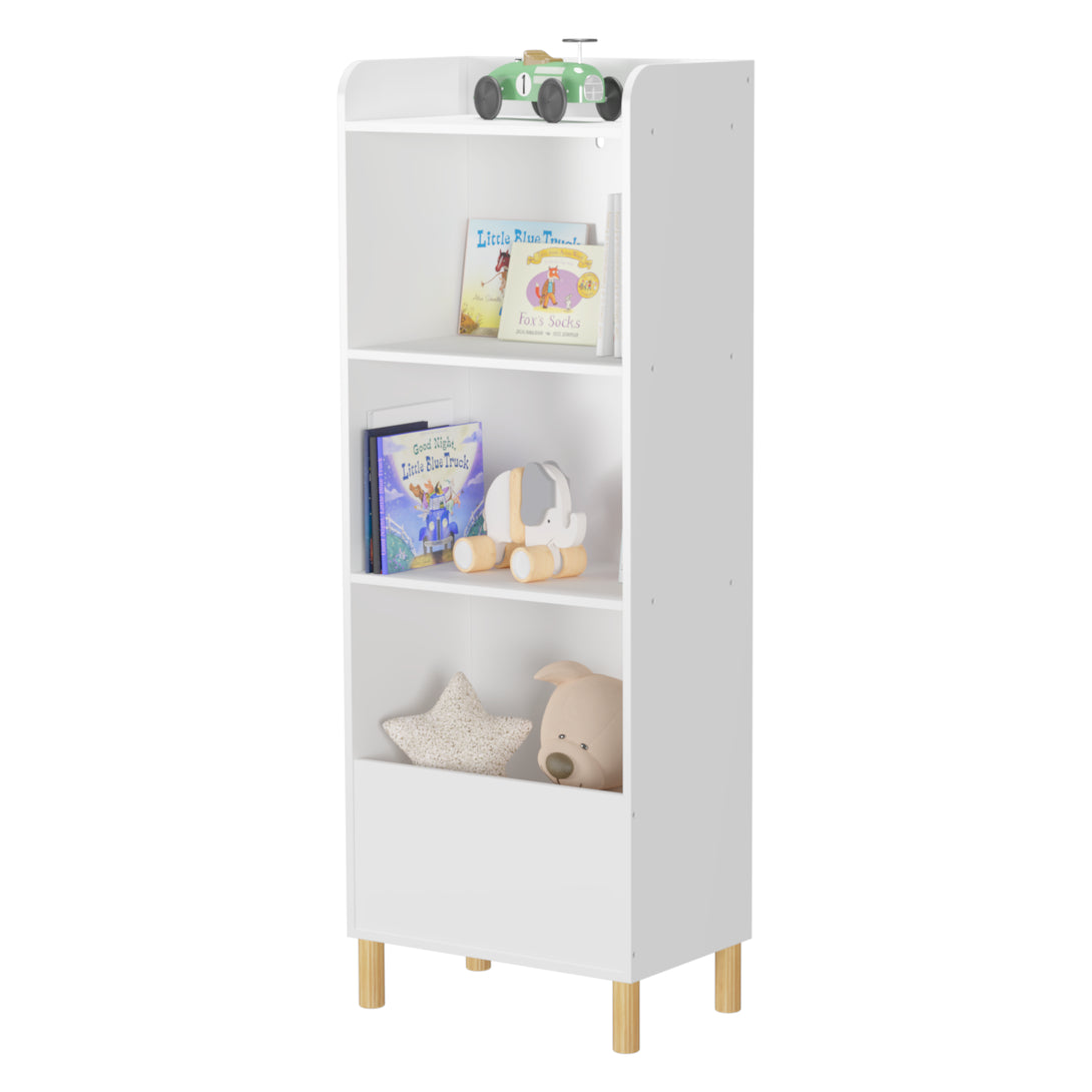 Free Standing 4 Tier Kid’s Bookcase and Toy Storage Organizer in White_6