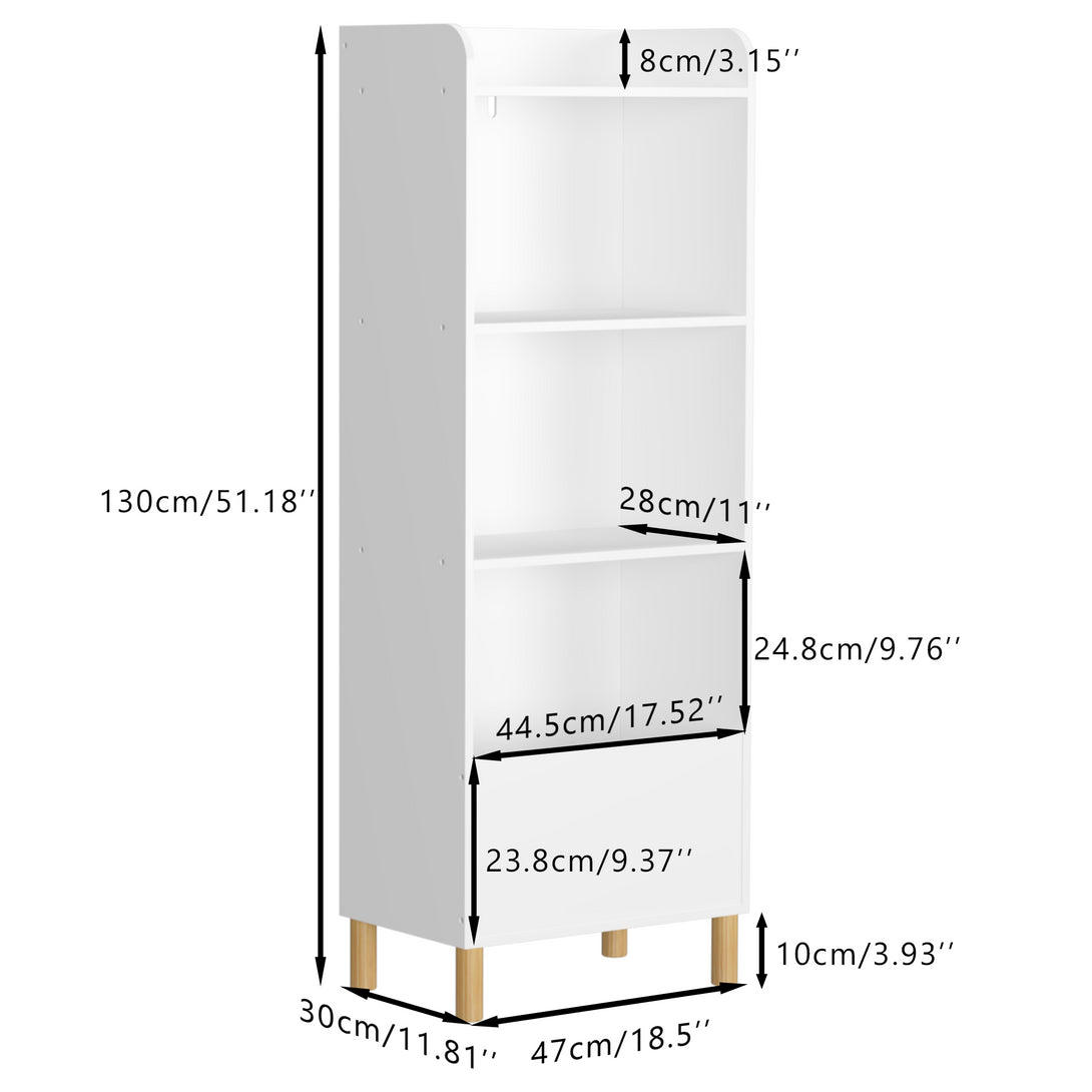 Free Standing 4 Tier Kid’s Bookcase and Toy Storage Organizer in White_9