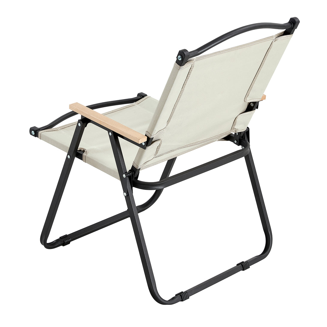 2 Pcs Foldable Oxford Cloth Outdoor Camping and Fishing Chair- Beige_7