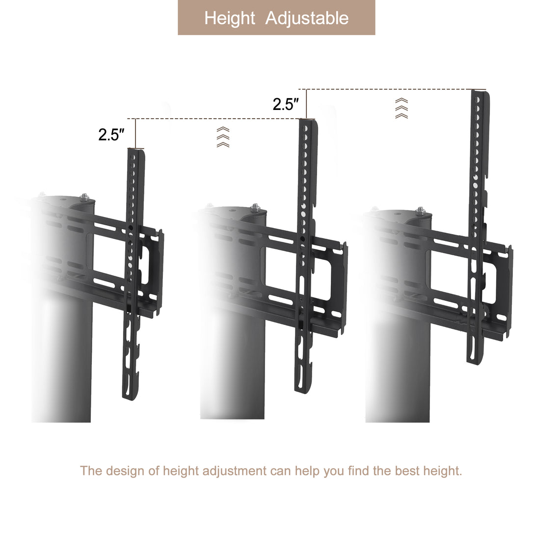 Height and Angle Adjustable Multi-Functional Tempered Glass TV Metal Frame- Black_8