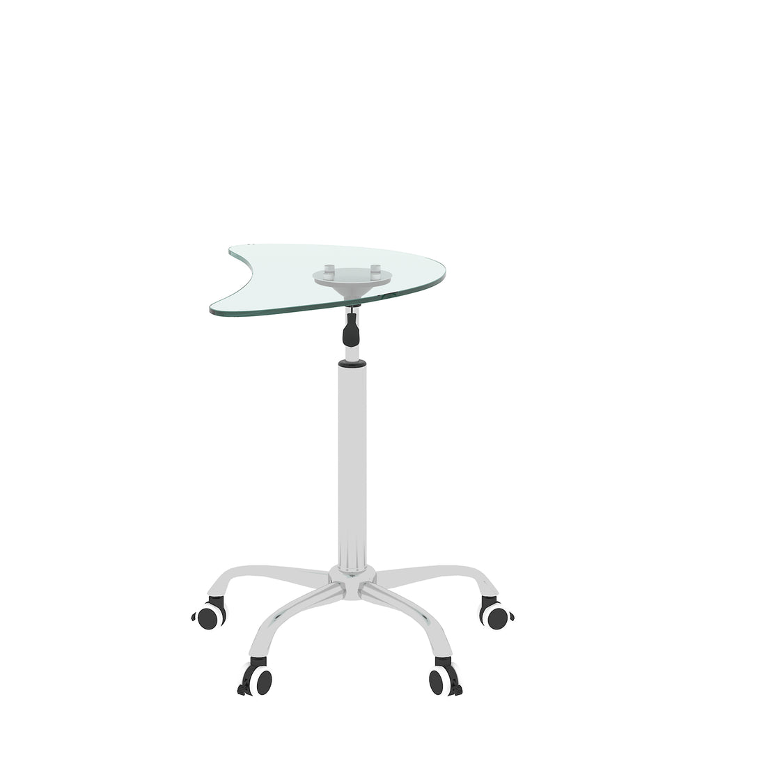 Adjustable Height Transparent Tempered Glass Table Desk Table with Lockable Wheels_13