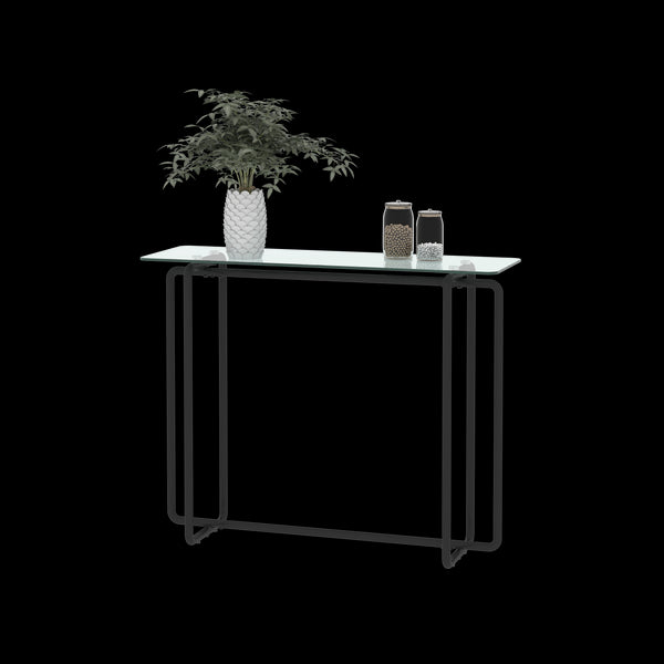 Elegant Designed Single Layered Transparent Tempered Glass Console Table_3