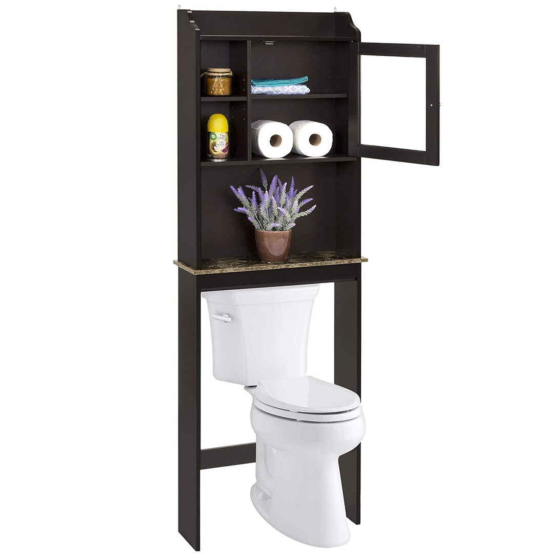 Modern Over The Toilet Space Saver Wood Storage Cabinet Organizer- Espresso_7