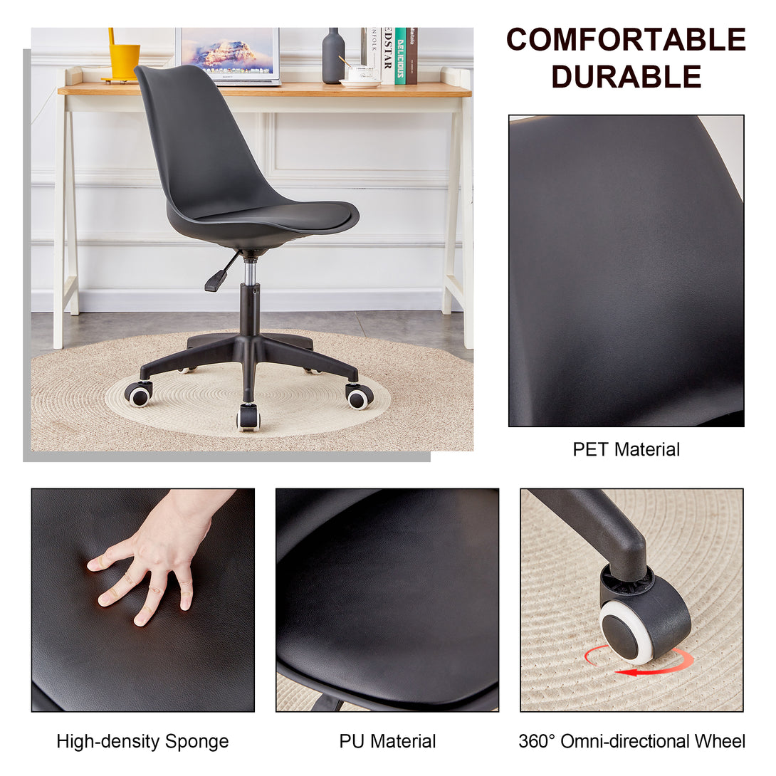 Home and Office Height Adjustable Armless Swivel Gaming Chair- Black_18