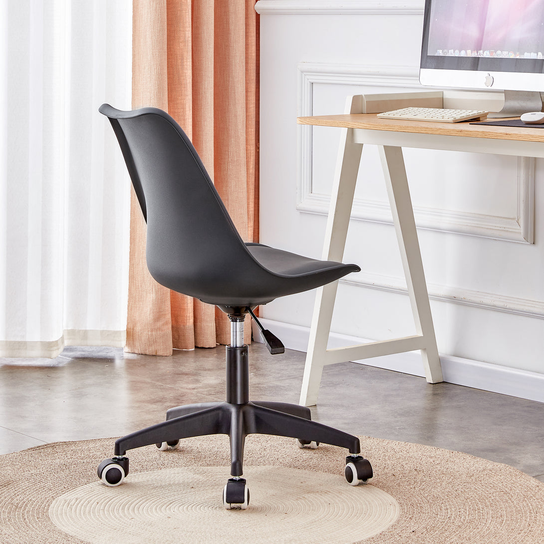 Home and Office Height Adjustable Armless Swivel Gaming Chair- Black_5