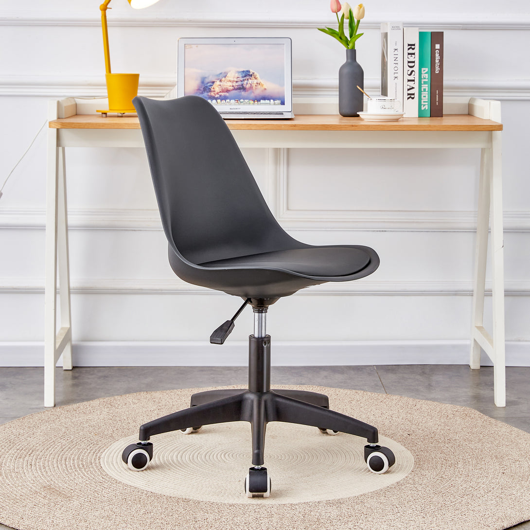 Home and Office Height Adjustable Armless Swivel Gaming Chair- Black_4