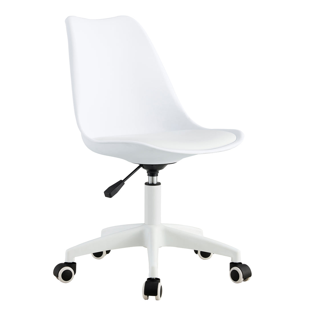 Home and Office Height Adjustable Armless Swivel Gaming Chair- White_20