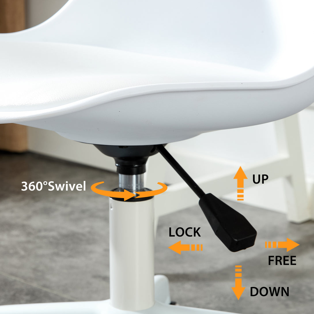 Home and Office Height Adjustable Armless Swivel Gaming Chair- White_12