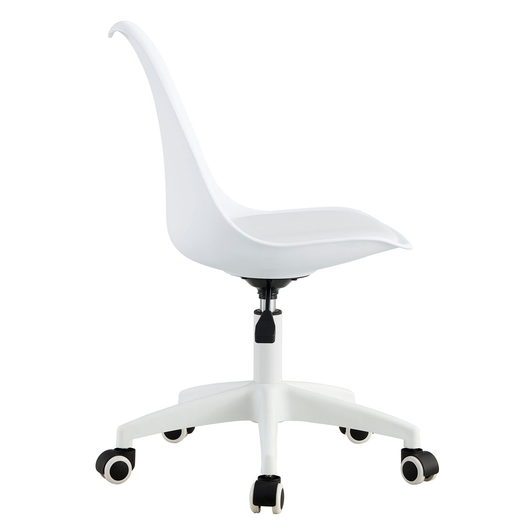 Home and Office Height Adjustable Armless Swivel Gaming Chair- White_21