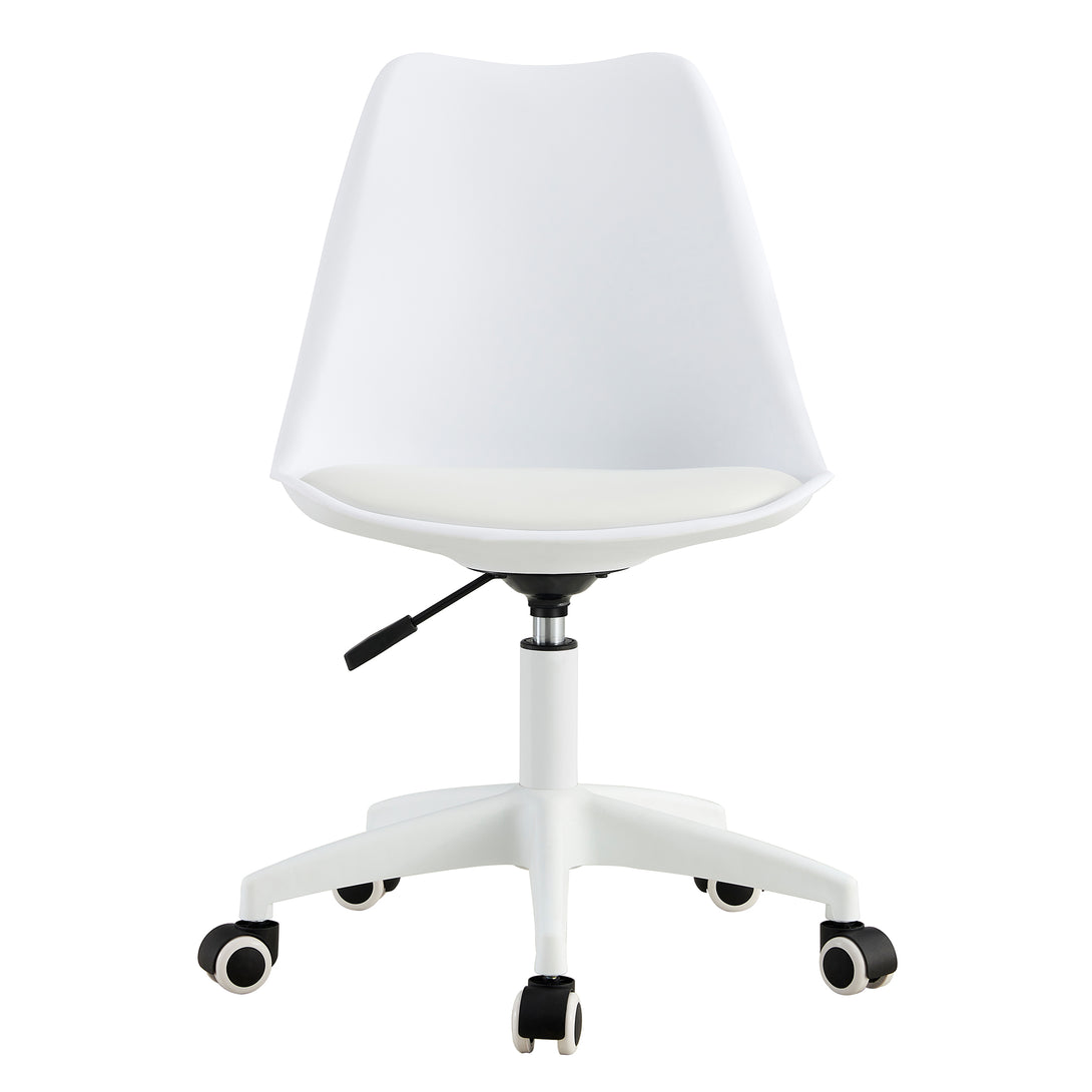 Home and Office Height Adjustable Armless Swivel Gaming Chair- White_19