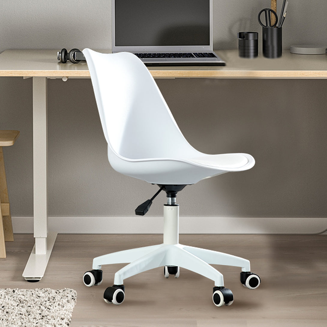 Home and Office Height Adjustable Armless Swivel Gaming Chair- White_8