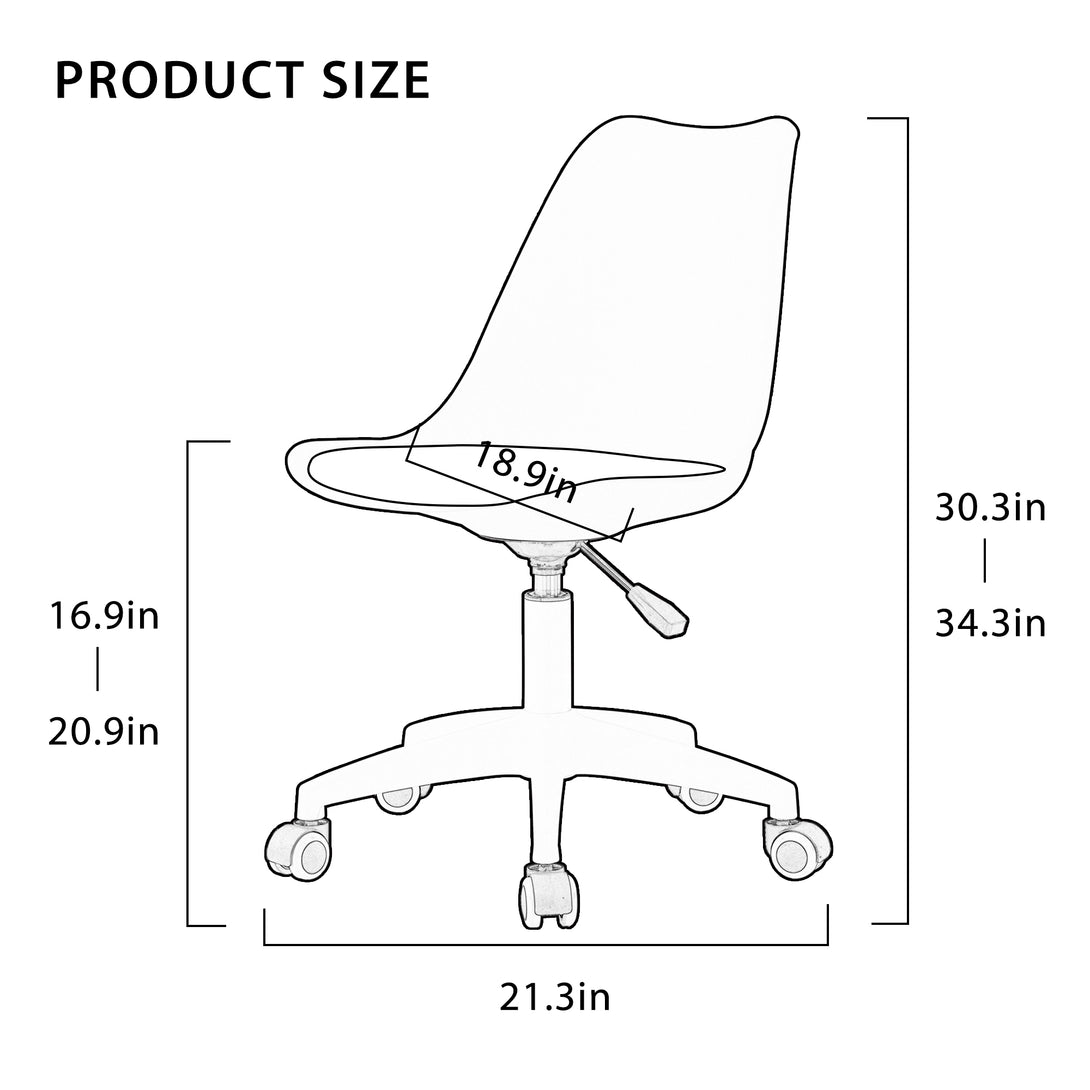 Home and Office Height Adjustable Armless Swivel Gaming Chair- White_14