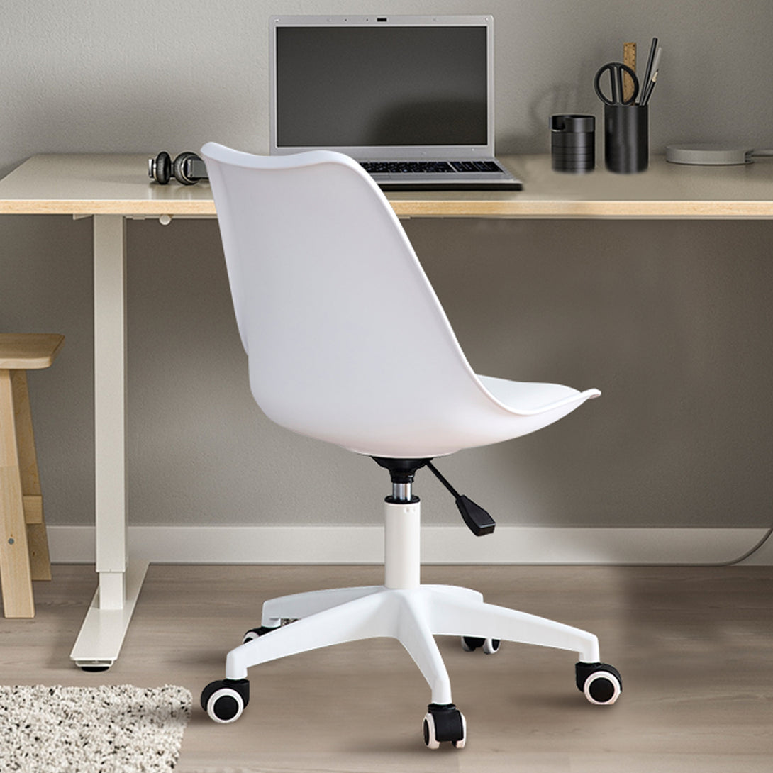 Home and Office Height Adjustable Armless Swivel Gaming Chair- White_9