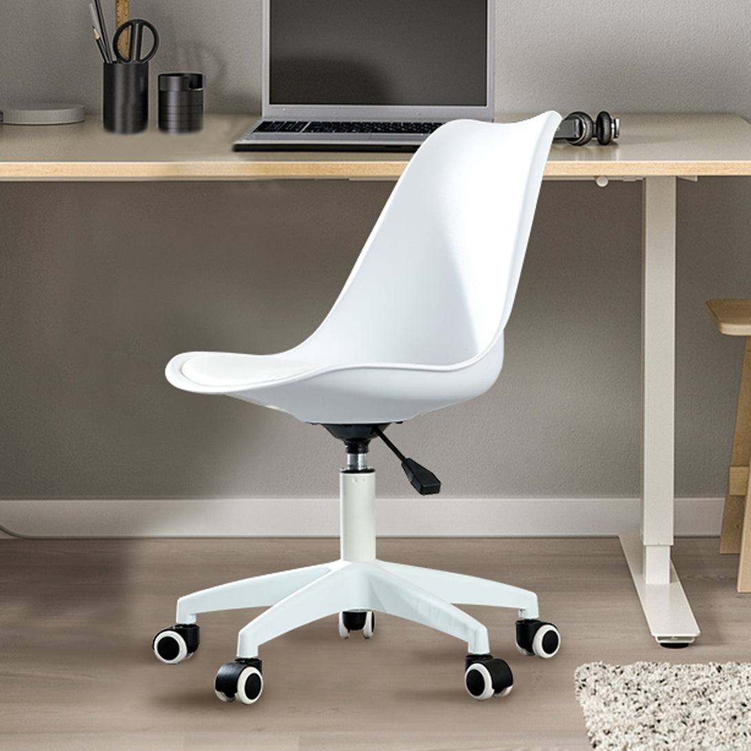 Home and Office Height Adjustable Armless Swivel Gaming Chair- White_5