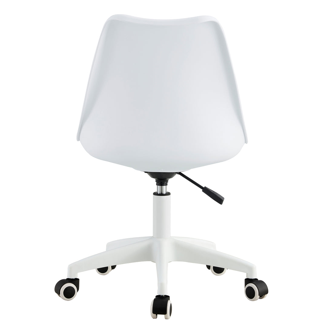 Home and Office Height Adjustable Armless Swivel Gaming Chair- White_22