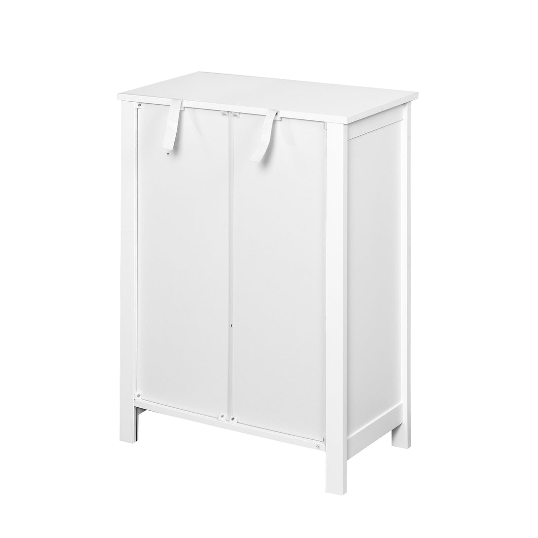 Bathroom Floor Storage Cabinet with Double Door Adjustable Shelf, White_4